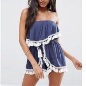 Surf Gypsy Tassel Trim Beach Romper